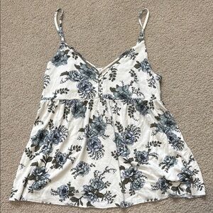 American Eagle White Floral Camisole Top